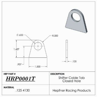 Picture of Tab, Shifter Cable, Closed Hole, 0.125"Thick, 4130