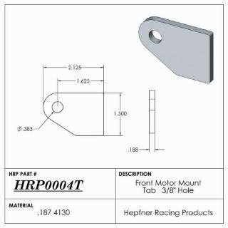 Picture of Tab, Front Motor Mount, 0.187"Thick, 4130, 0.375" Hole