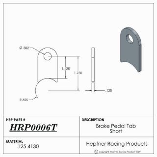 Picture of Tab, Brake Pedal, Short, 0.125" Thick, 4130