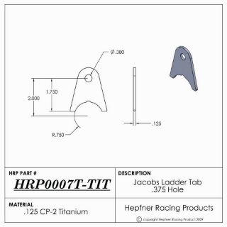 Picture of Tab, Jacobs Ladder, 0.125" Thick, Titanium, 0.375" Hole