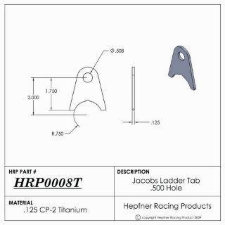 Picture of Tab, Jacobs Ladder, 0.125" Thick, Titanium, 0.500" Hole