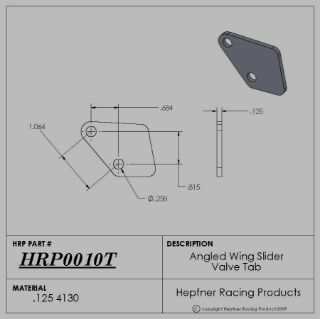 Picture of Tab, Wing Slider Valve, Angled, 0.125", 4130