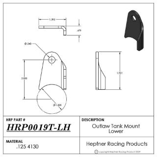 Picture of Outlaw Tank Mount Lower LH, 0.125", 4130