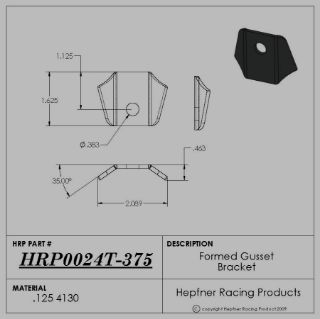 Picture of Gusset, Formed 0.125", 4130, 0.375" Hole