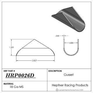 Picture of Gusset, Down Tube Wing Spud, 0.048" Thick, MS