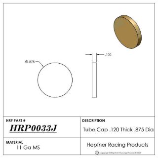 Picture of Tube Cap .120 Thick  .875 Dia