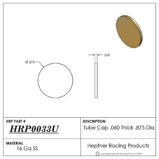 Picture of Tube Cap, Stainless Steel, 0.060" Thick x 0.875" Dia