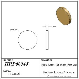 Picture of Tube Cap, MS, 0.120" Thick x 0.960" Dia