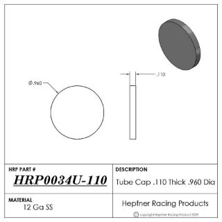 Picture of Tube Cap, Stainless Steel, 0.110" Thick x 0.960" Dia