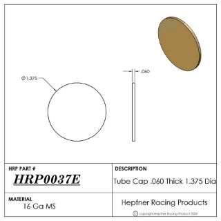 Picture of Tube Cap, MS, 0.060" Thick x 1.375" Dia