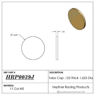 Picture of Tube Cap .125 Thick  1.625 Dia