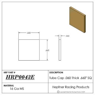 Picture of Tube Cap Square, MS, 0.060" Thick, 0.660" Dia