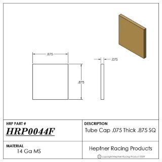 Picture of Tube Cap Square, MS, 0.075" Thick x 0.875" Dia