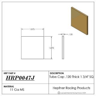 Picture of Tube Cap Square, MS, 0.120" Thick x 1.875" Dia