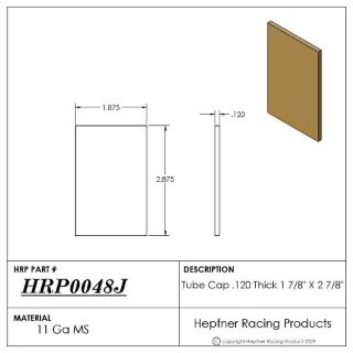 Picture of Tube Cap Rectangular, MS, 0.120" Thick x 1.875" x 2.875" Dia