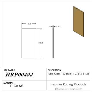 Picture of Tube Cap Rectangular, MS, 0.120" Thick x 1.875" x 3.875" Dia