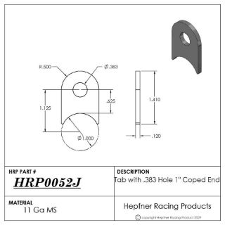 Picture of Tab .383 Hole & 1" Coped End