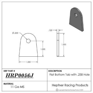 Picture of Tab, MS, 0.120" Thick x 0.258" Hole x 1.200" Flat Bottom