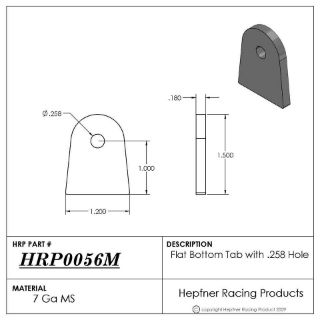 Picture of Tab, MS, 0.180" Thick x 0.258" Hole x 1.200" Flat Bottom