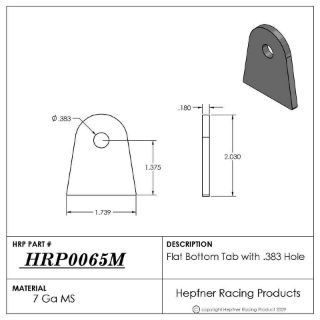 Picture of Tab, MS, 0.180" Thick x 0.383" Hole x 1.739" Flat Bottom