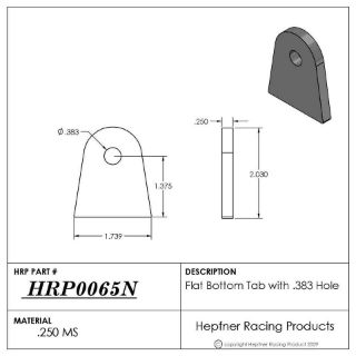 Picture of Tab, MS, 0.250" Thick x 0.383" Hole x 1.739" Flat Bottom