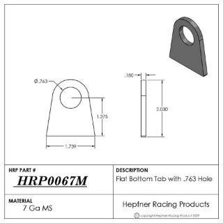 Picture of Tab, MS, 0.180" Thick x 0.763" Hole x 1.739" Flat Bottom