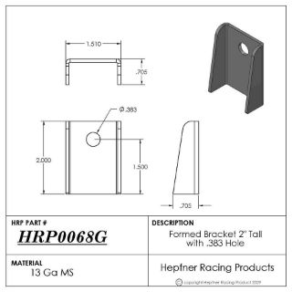 Picture of Formed Bracket, MS, 0.095" Thick x 0.383" Hole x 2.00" Tall