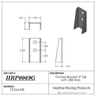 Picture of Formed Bracket, MS, 0.095" Thick x 0.383" Holes x 3.00" Tall