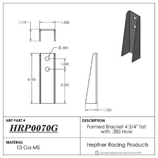 Picture of Formed Bracket, MS, 0.095" Thick x 0.383" Holes x 4.75" Tall