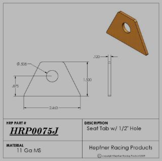 Picture of Seat Tab, MS, 0.120" Thick, 0.500 Hole