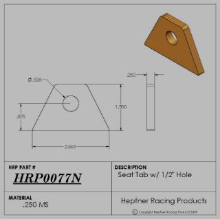 Picture of Seat Tab, MS, 0.250", 0.500 Hole