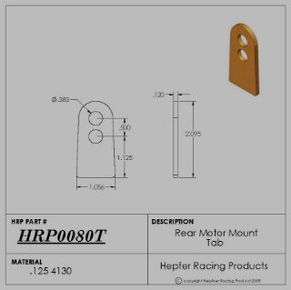 Picture of Rear Rotor Mount Tab, 4130, 0.125"