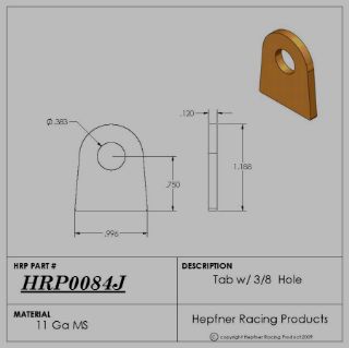 Picture of Tab, MS, 0.120" Thick x 0.383" Hole x 0.996" Flat Bottom