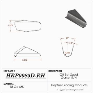 Picture of Offset Spud Gusset, MS, 0.048" Thick, RH