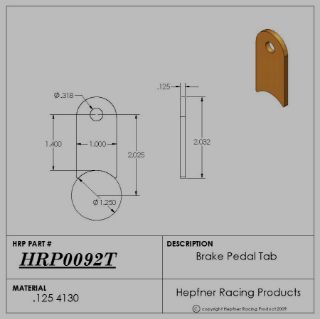 Picture of Brake Pedal Tab, 4130, 0.125" Thick