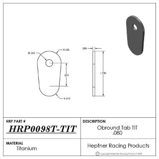 Picture of Obround Tab, 4130, 0.125" Thick With 0.265" Hole