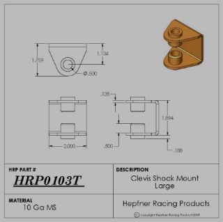 Picture of Clevis Shock Mount Large, MS, 0.135" Thick