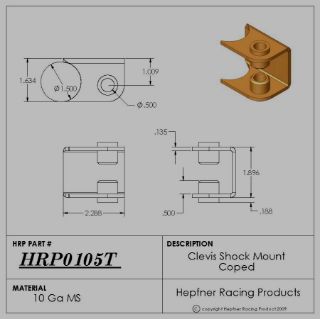 Picture of Clevis Shock Mount Coped, MS, 0.135" Thick