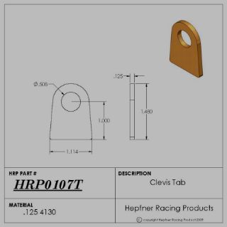 Picture of Clevis Tab, 4130, 0.125" Thick, 1.114" Flat Bottom