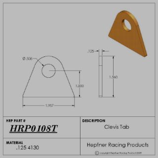 Picture of Clevis Tab, 4130, 0.125" Thick, 1.957" Flat Bottom