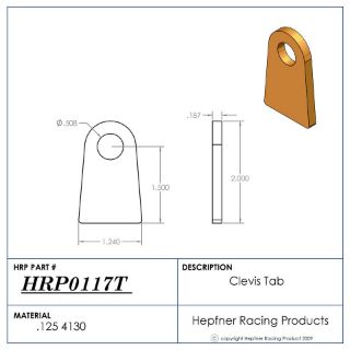 Picture of Clevis Tab, 4130, 0.125" Thick, 1.240" Flat Bottom