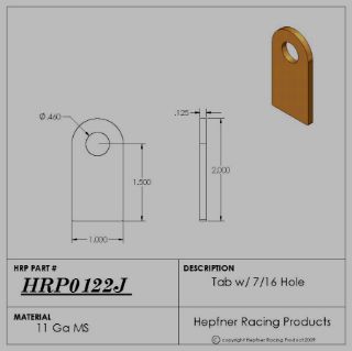 Picture of Tab, MS, 0.120" Thick x 0.460" Hole x 1.00" Flat Bottom