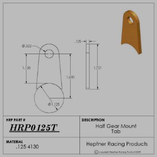 Picture of Half Gear Mount Tab, 4130, 0.125" Thick