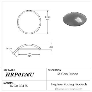 Picture of Dished Cap, SS, 0.060" Thick