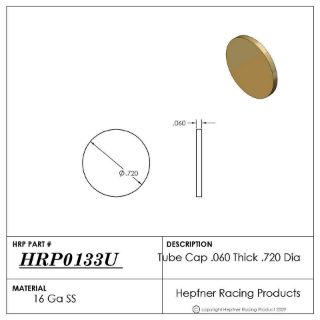 Picture of Tube Cap, SS, 0.060" Thick, 0.720" Wide