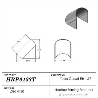 Picture of Tube Gusset, 4130, Fits 1.75", 0.060" Thick