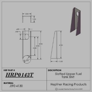 Picture of Upper Fuel Tank Bracket Tab, Large, 4130, 0.090" Thick