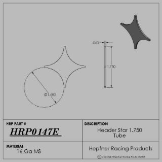 Picture of Header Star 1.750" Tube, MS, 0.060" Thick