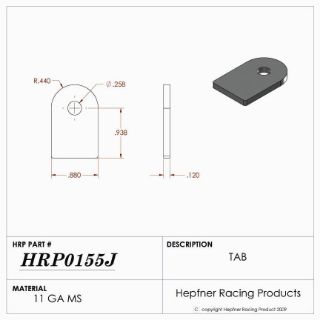 Picture of Tab, MS, 0.120" Thick, 0.258" Hole