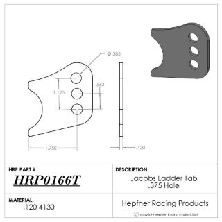 Picture of Jacoobs Ladder Tab, 4130, 0.125" Thick, 0.383" Hole